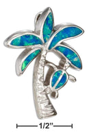 Silver Charms & Pendants Sterling Silver Synthetic Blue Opal Palm Tree Pendant With Turtle JadeMoghul