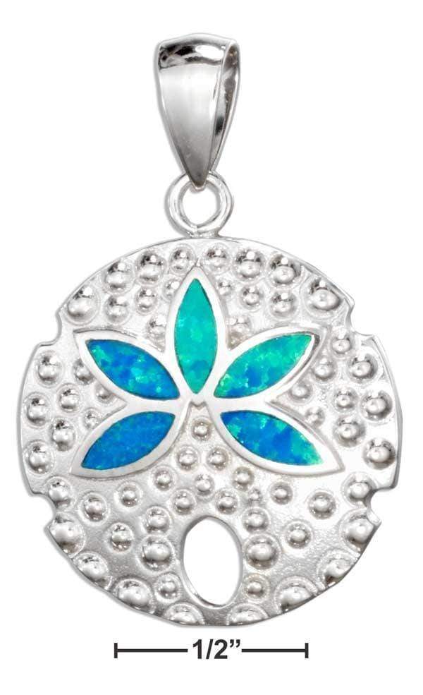 Silver Charms & Pendants Sterling Silver Synthetic Blue Opal Sand Dollar Pendant JadeMoghul Inc.