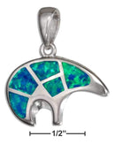 Silver Charms & Pendants Sterling Silver Synthetic Blue Opal Southwest Bear Pendant JadeMoghul Inc.