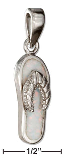 Silver Charms & Pendants Sterling Silver Synthetic White Opal Flip-Flop Pendant JadeMoghul Inc.