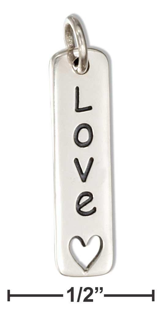 Silver Charms & Pendants Sterling Silver Tag With Heart Cut Out And "love" Message Charm JadeMoghul