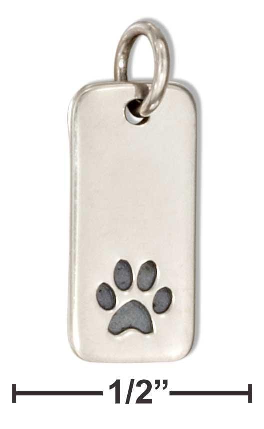 Silver Charms & Pendants Sterling Silver Tag With Paw Print Charm JadeMoghul Inc.