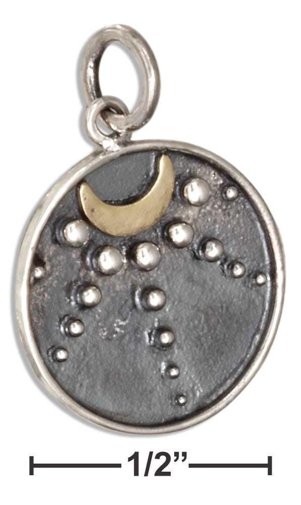 Silver Charms & Pendants Sterling Silver Talisman Bronze Crescent Moon With Moonbeams Round Charm JadeMoghul