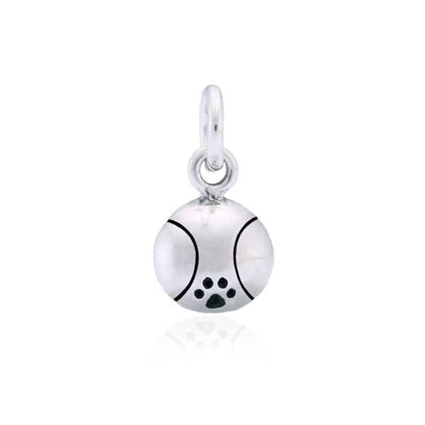 Silver Charms & Pendants Sterling Silver Tennis Ball With Dog Paw Print Charm JadeMoghul