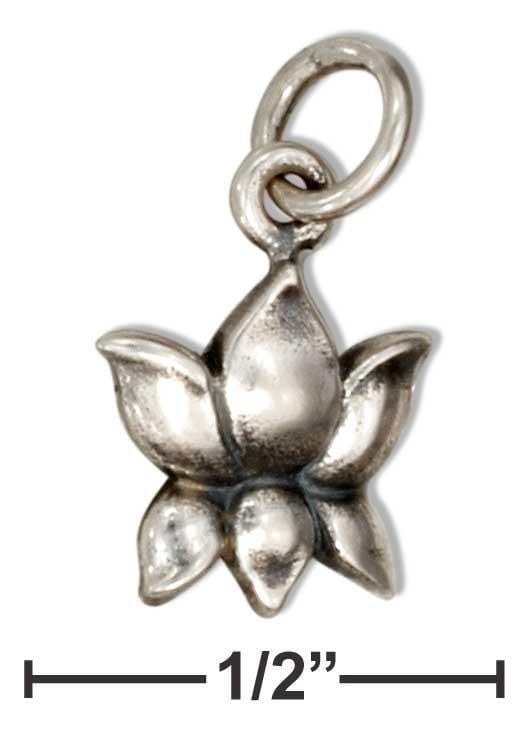 Silver Charms & Pendants Sterling Silver Textured Small Lotus Blossom Charm JadeMoghul