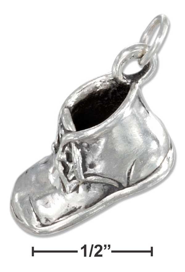 Silver Charms & Pendants Sterling Silver Three Dimensional Baby Bootie Charm JadeMoghul Inc.