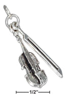 Silver Charms & Pendants Sterling Silver Three Dimensional Bow And Violin Charm JadeMoghul Inc.