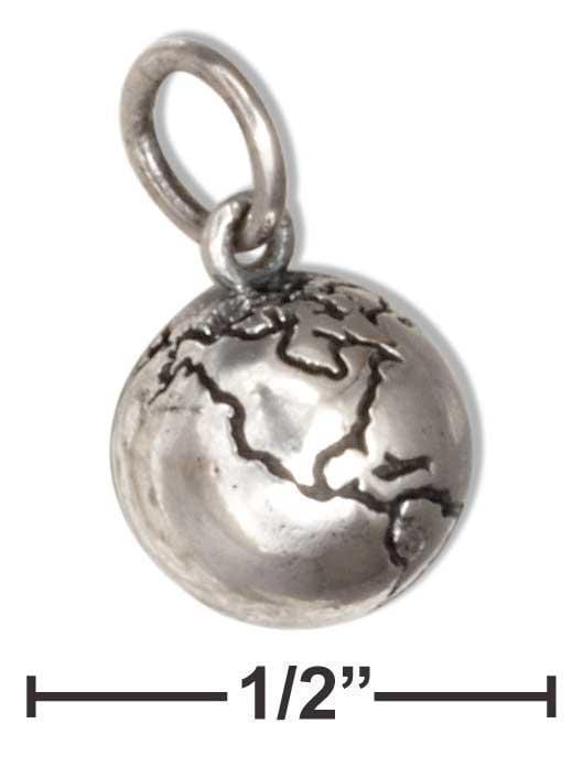 Silver Charms & Pendants Sterling Silver Three Dimensional Earth World Globe Charm Pendant JadeMoghul Inc.