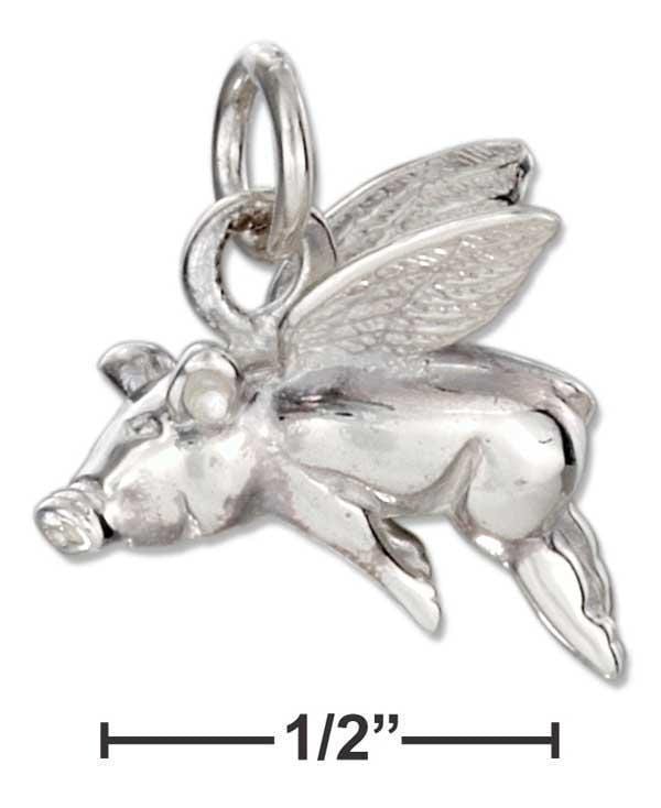 Silver Charms & Pendants Sterling Silver Three Dimensional Flying Pig Charm JadeMoghul Inc.