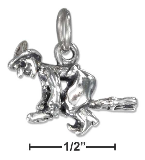 Silver Charms & Pendants Sterling Silver Three Dimensional Flying Witch Charm JadeMoghul Inc.