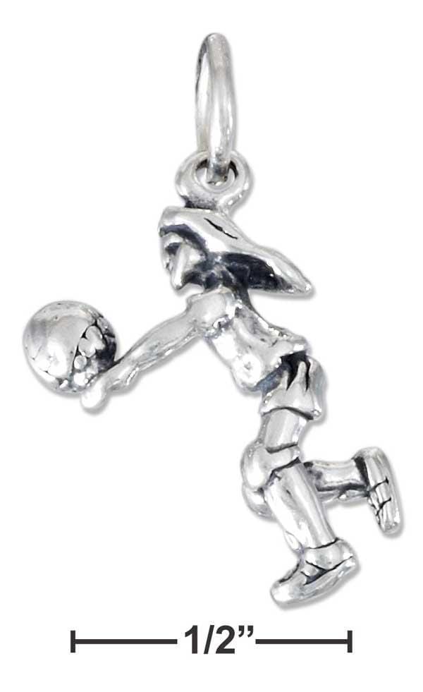 Silver Charms & Pendants Sterling Silver Three Dimensional Girl Volleyball Player Charm JadeMoghul Inc.