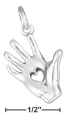 Silver Charms & Pendants Sterling Silver Three Dimensional Heart In Hand Charm JadeMoghul Inc.