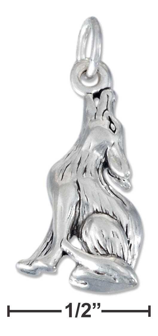 Silver Charms & Pendants STERLING SILVER THREE DIMENSIONAL HOWLING COYOTE CHARM JadeMoghul