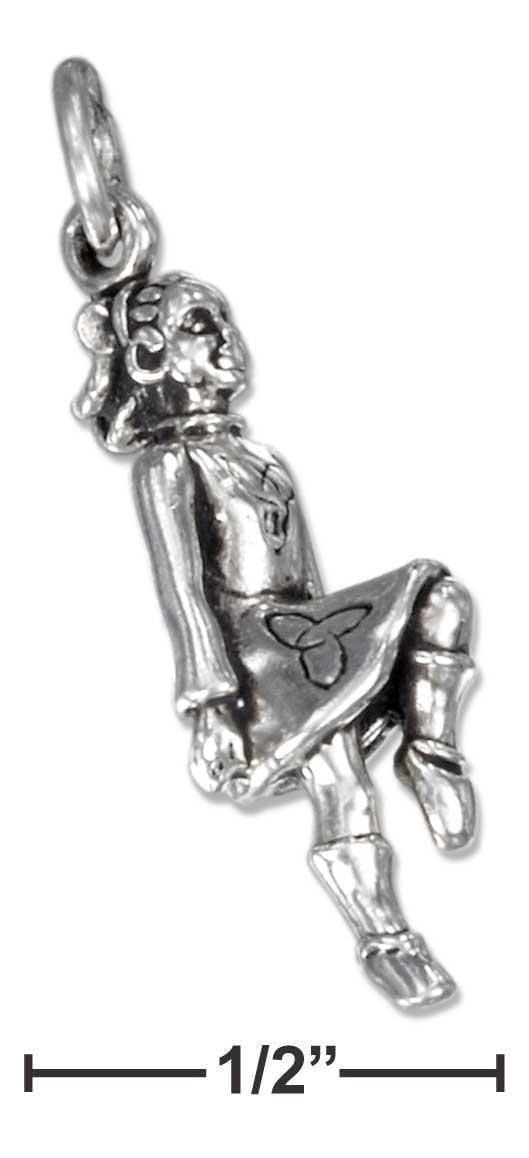 Silver Charms & Pendants Sterling Silver Three Dimensional Irish Step Dancer Charm JadeMoghul Inc.