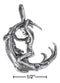 Silver Charms & Pendants Sterling Silver Three Dimensional Lady Swinging On The Moon Pendant JadeMoghul Inc.