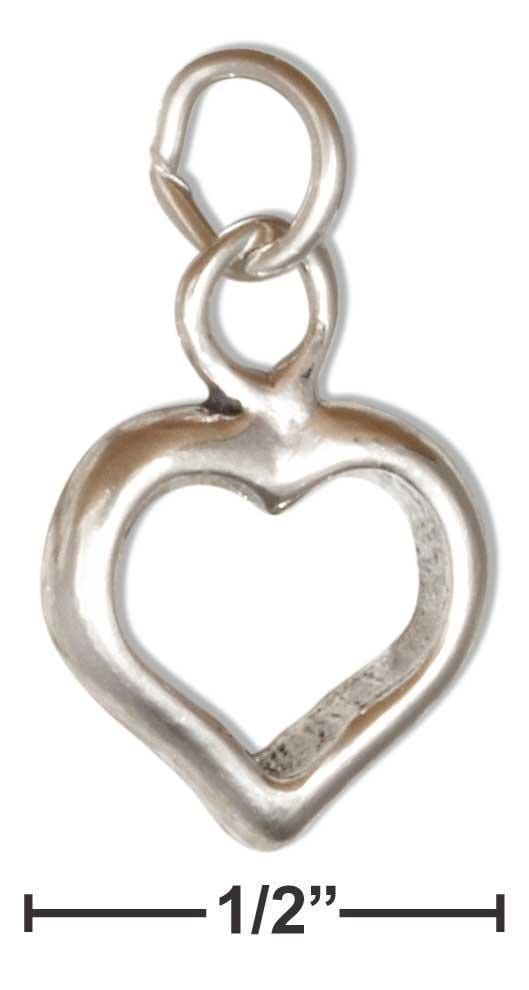 Silver Charms & Pendants Sterling Silver Three Dimensional Open Heart Charm JadeMoghul Inc.