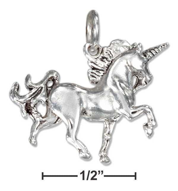 Silver Charms & Pendants Sterling Silver Three Dimensional Prancing Unicorn Charm JadeMoghul Inc.