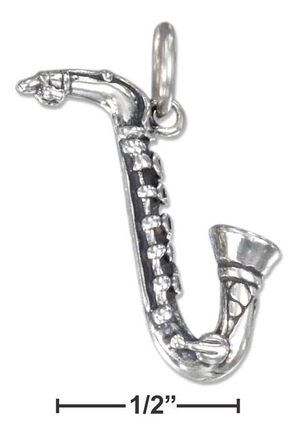 Silver Charms & Pendants Sterling Silver Three Dimensional Saxophone Charm JadeMoghul Inc.