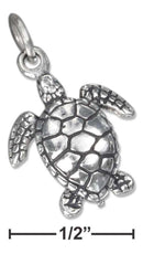 Silver Charms & Pendants Sterling Silver Three Dimensional Sea Turtle Charm JadeMoghul Inc.