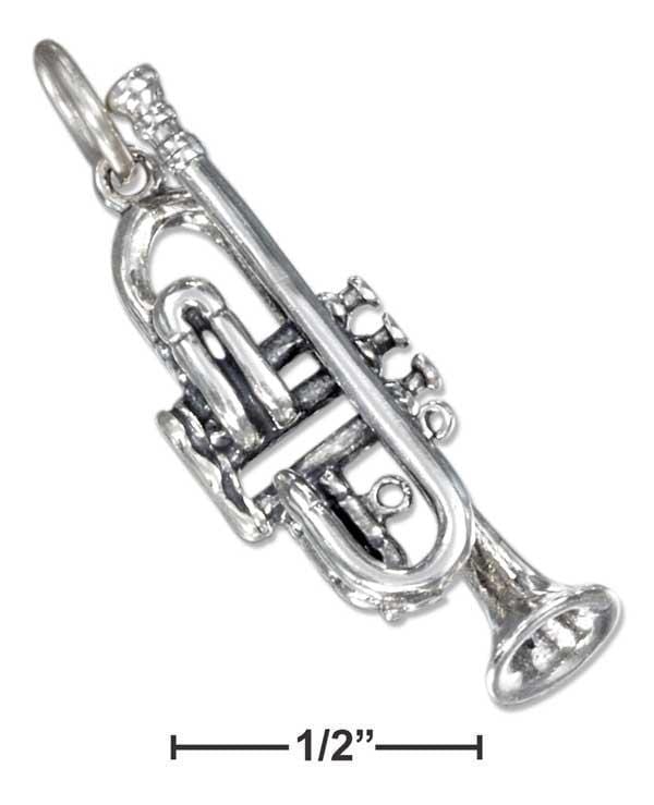 Silver Charms & Pendants Sterling Silver Three Dimensional Trumpet Charm JadeMoghul Inc.