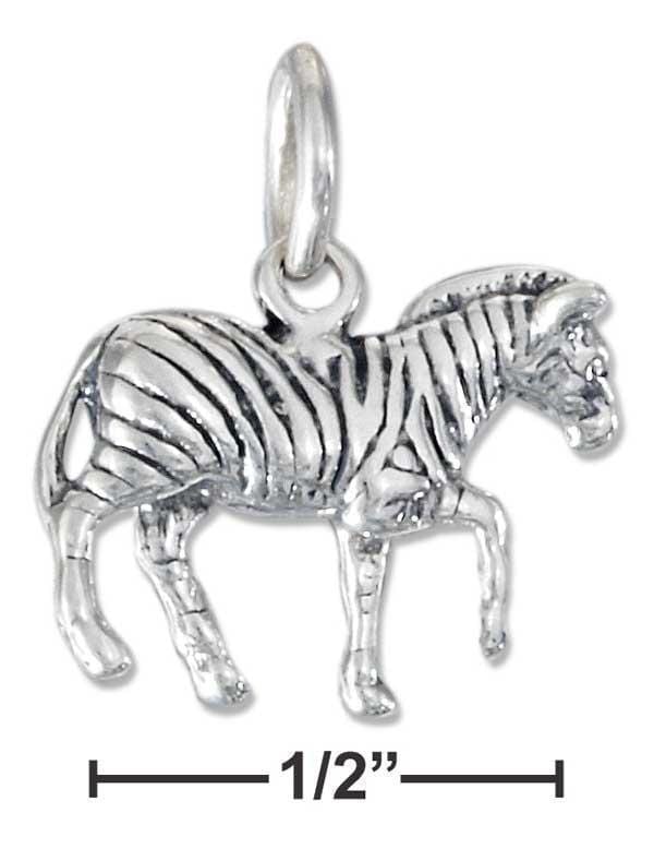 Silver Charms & Pendants Sterling Silver Three Dimensional Zebra Charm JadeMoghul Inc.