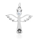 Silver Charms & Pendants Sterling Silver Touched By An Angel Paw Print Heart Pendant Swarovski Crystal JadeMoghul