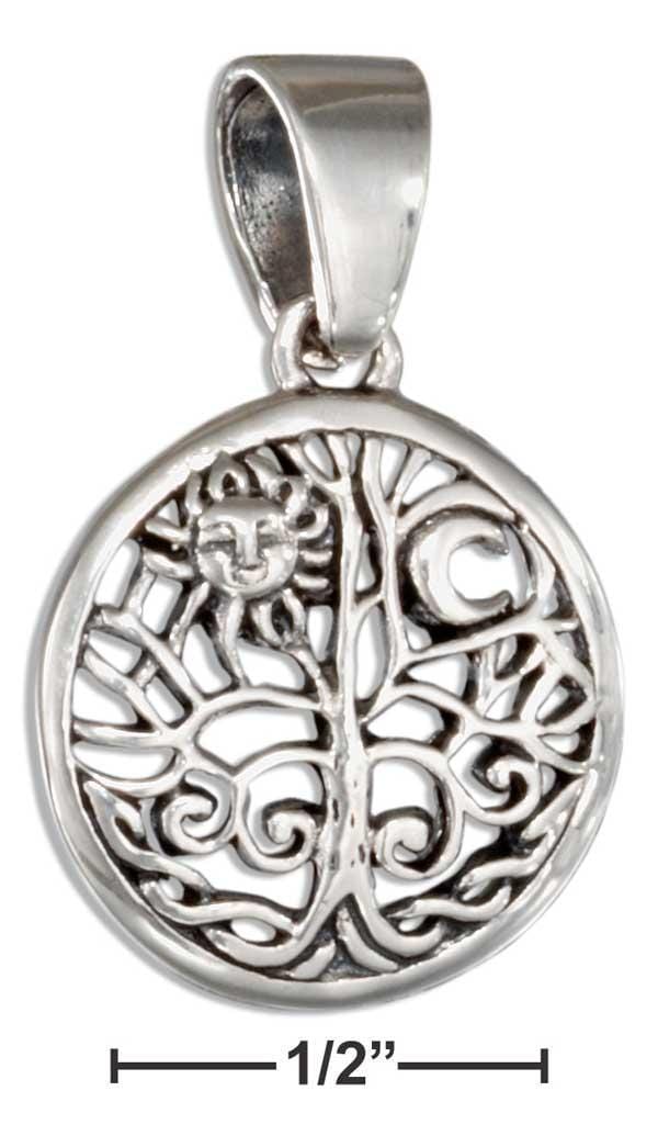 Silver Charms & Pendants STERLING SILVER TREE OF LIFE PENDANT WITH SUN AND MOON JadeMoghul