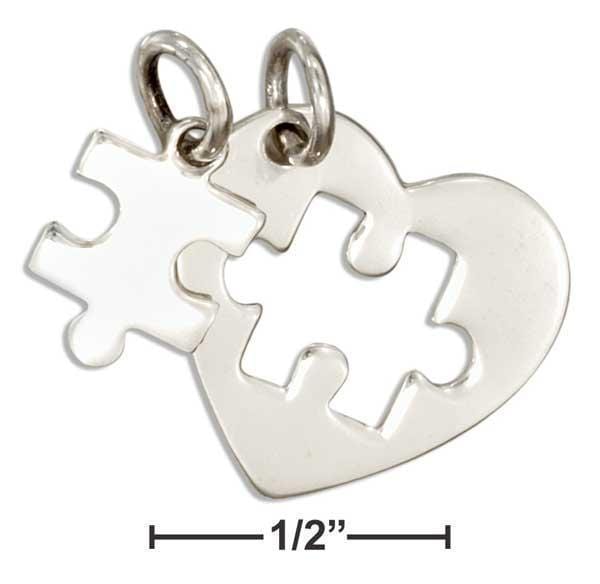 Silver Charms & Pendants Sterling Silver Two Piece Heart With Cutout And Puzzle Piece Autism Charm Set JadeMoghul Inc.