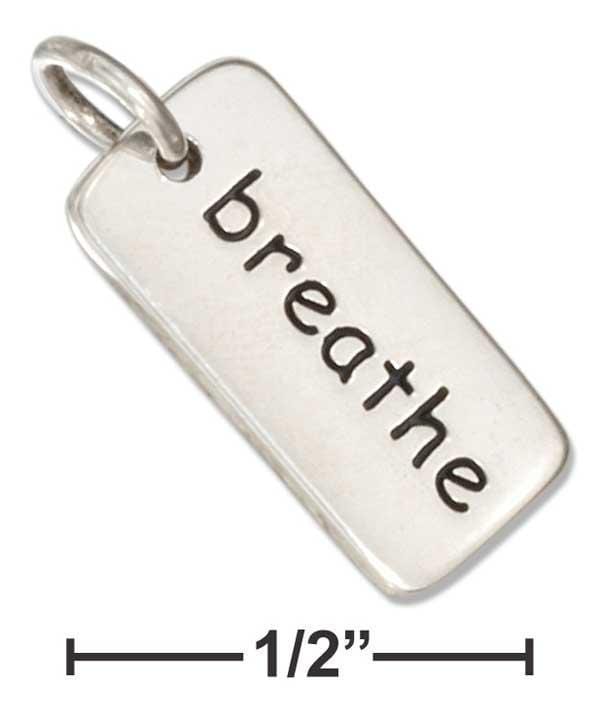 Silver Charms & Pendants Sterling Silver Two Sided "Breathe" Message Tag Charm JadeMoghul Inc.