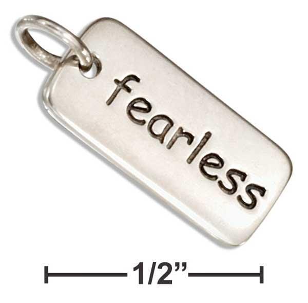Silver Charms & Pendants Sterling Silver Two Sided "fearless" Message Tag Charm JadeMoghul