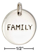 Silver Charms & Pendants Sterling Silver Two Sided Round "Family" "Domus" Message Charm JadeMoghul Inc.