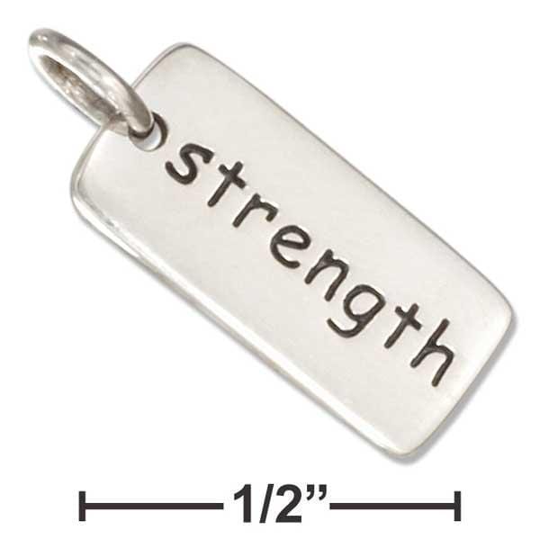 Silver Charms & Pendants Sterling Silver Two Sided "Strength" Message Tag Charm JadeMoghul Inc.