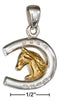 Silver Charms & Pendants Sterling Silver Two-Tone Horseshoe With Horse Head Pendant JadeMoghul Inc.