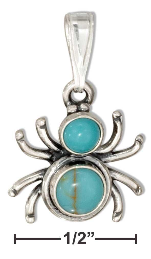 Silver Charms & Pendants Sterling Silver Widow Spider With Simulated Turquoise Conchos Pendant JadeMoghul