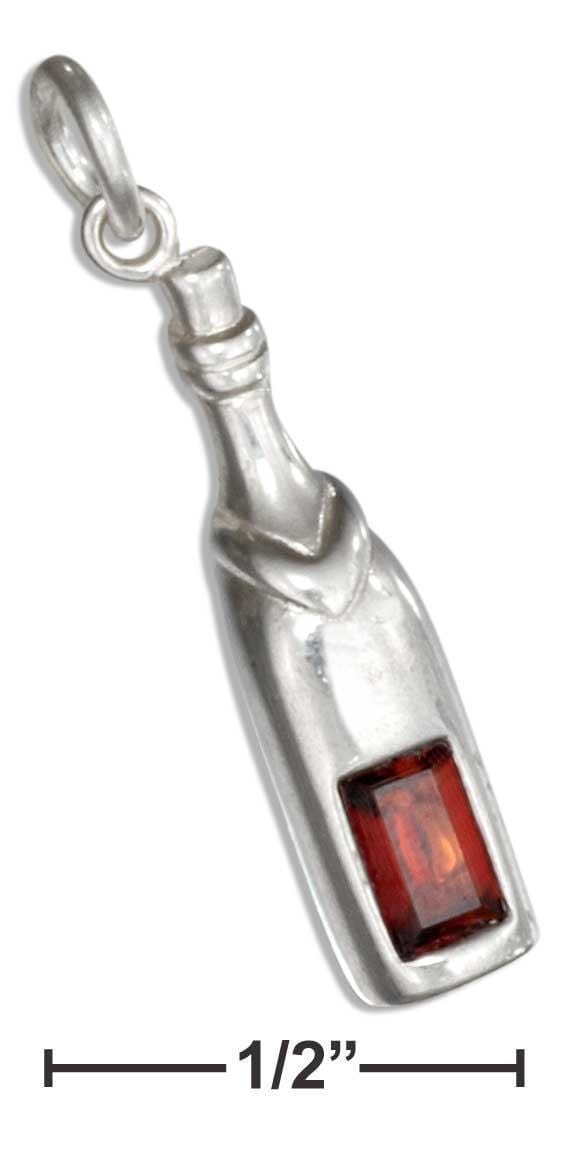 Silver Charms & Pendants STERLING SILVER WINE BOTTLE CHARM WITH RED CUBIC ZIRCONIA JadeMoghul