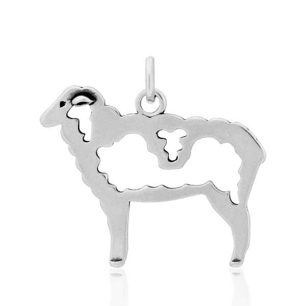 Silver Charms & Pendants Sterling Silver Wooly Sheep Pendant JadeMoghul