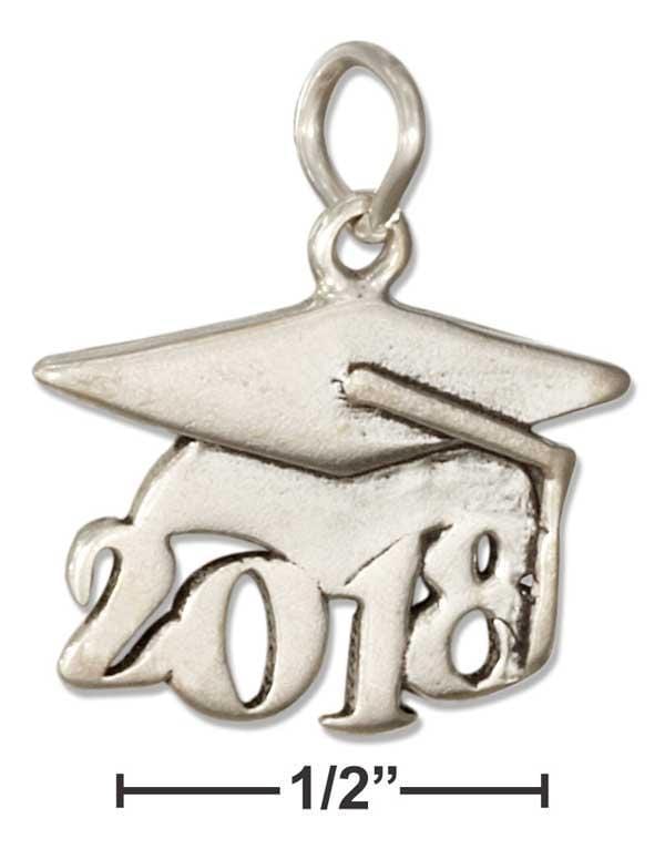 Silver Charms & Pendants Sterling Silver Year "2018" Graduation Cap Charm JadeMoghul Inc.