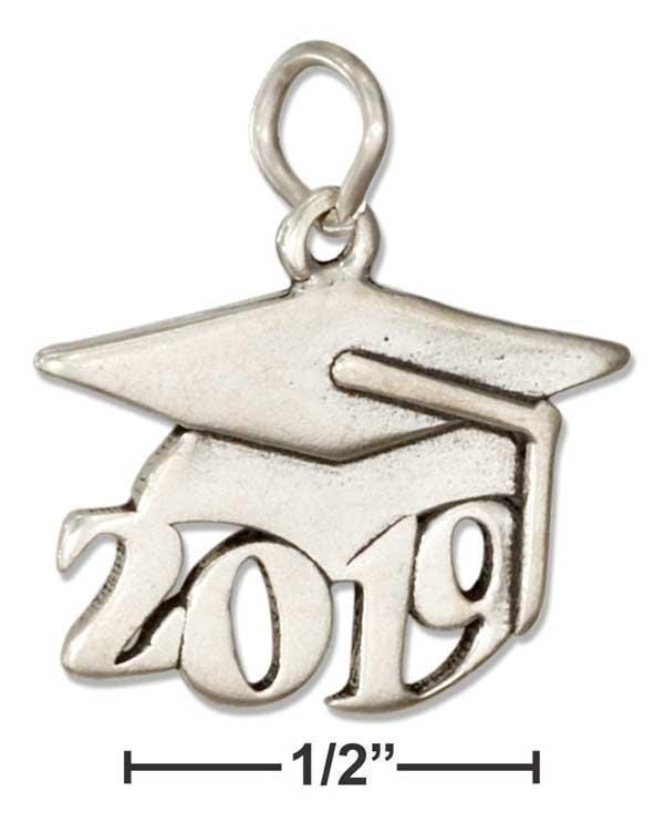 Silver Charms & Pendants Sterling Silver Year "2019" Graduation Cap Charm JadeMoghul Inc.