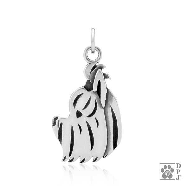 Silver Charms & Pendants Sterling Silver Yorkie Yorkshire Terrier Dog Pendant With Puppy Cut JadeMoghul