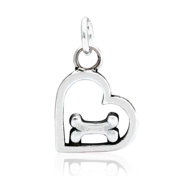 Silver Charms & Pendants Sterling Silver You Feed My Soul Open Heart With Dog Bone Charm JadeMoghul Inc.