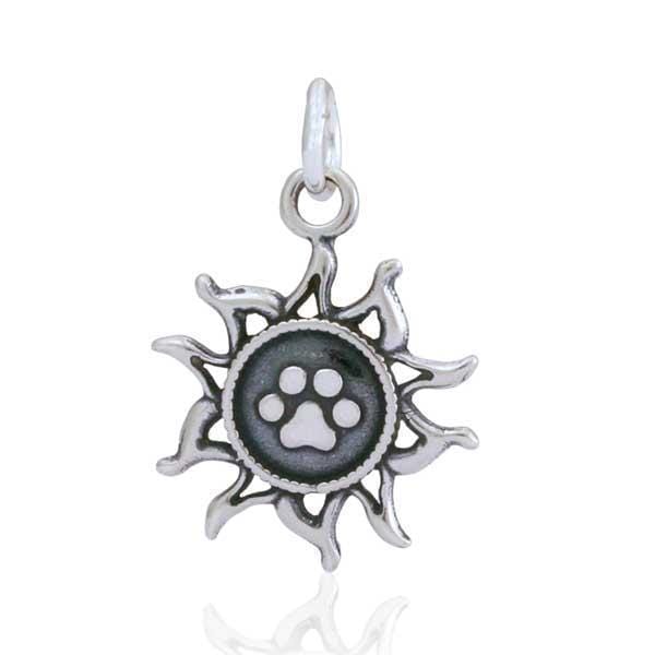 Silver Charms & Pendants Sterling Silver You Light Up My Life Sun With Dog Paw Print Charm JadeMoghul