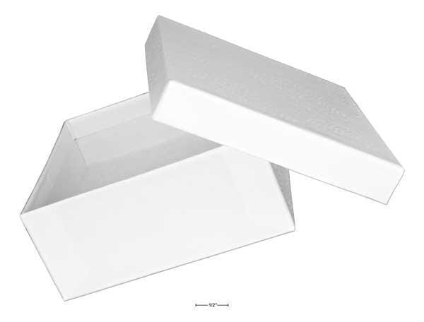 White Cotton Filled Gift Box 3 1-2" X 3 1-2" X 1 1-2"
