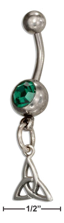 Silver Ear Cuffs Sterling Silver And Surgical Steel Trinity Knot Belly Button Ring With Green Glass JadeMoghul