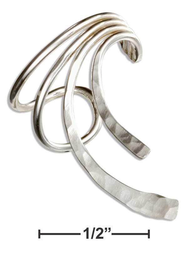 Silver Ear Cuffs Sterling Silver Hammered Fanned Design Ear Cuff JadeMoghul Inc.