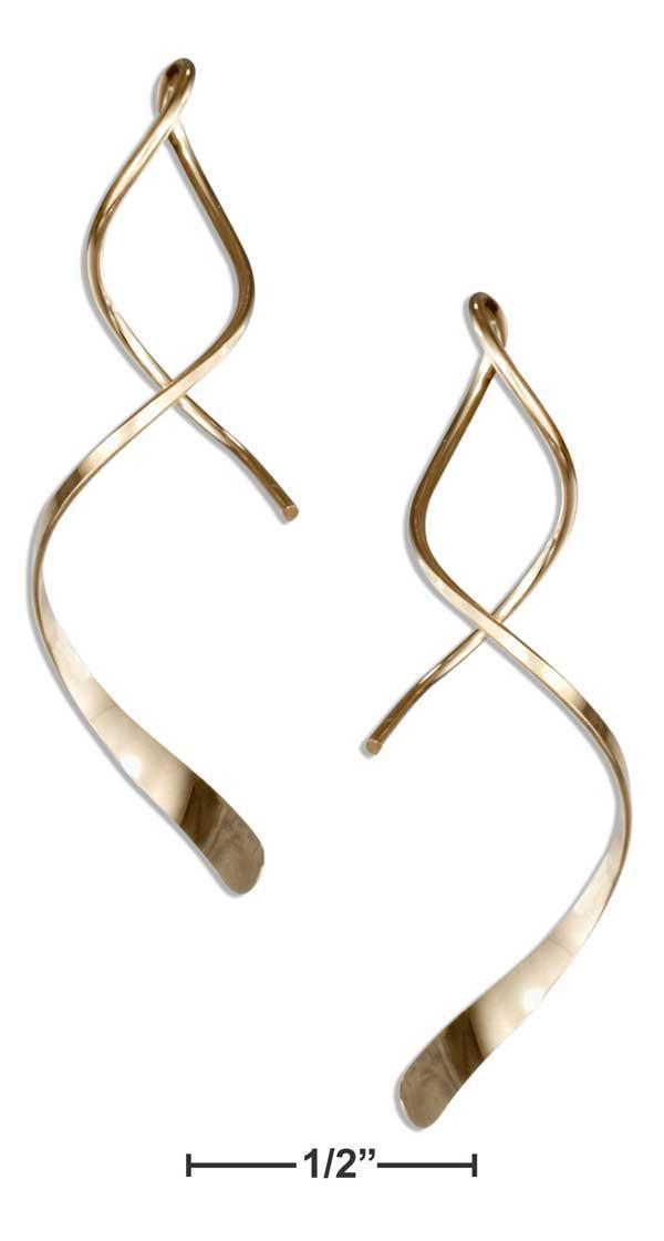 12 KARAT GOLD FILLED 1.5" SPIRAL STREAMER CURLY WIRE EARRINGS-Silver Earrings-JadeMoghul Inc.