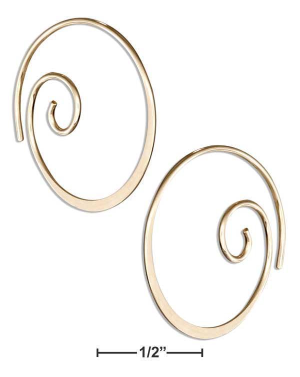 12 KARAT GOLD FILLED 22MM CURLY SPIRAL THREADER WIRE HOOP EARRINGS-Silver Earrings-JadeMoghul Inc.