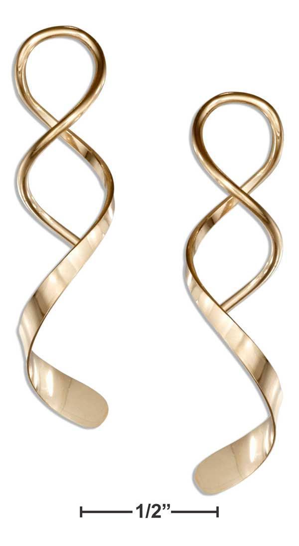 12 KARAT GOLD FILLED SPIRAL STREAMER WITH WIDE END WIRE EARRINGS-Silver Earrings-JadeMoghul Inc.