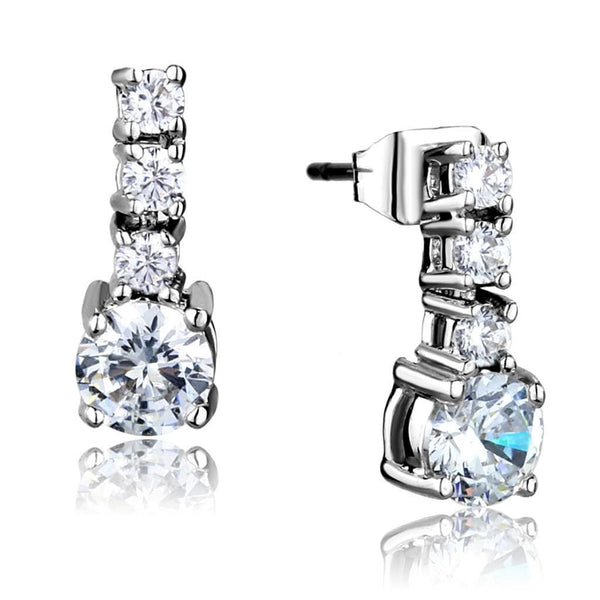 Silver Earrings Christmas Earrings 3W1052 Rhodium Brass Earrings with AAA Grade CZ Alamode Fashion Jewelry Outlet