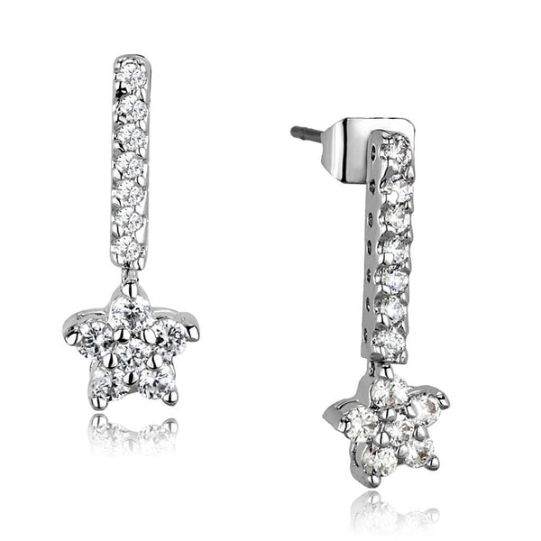 Silver Earrings Christmas Earrings 3W1056 Rhodium Brass Earrings with AAA Grade CZ Alamode Fashion Jewelry Outlet