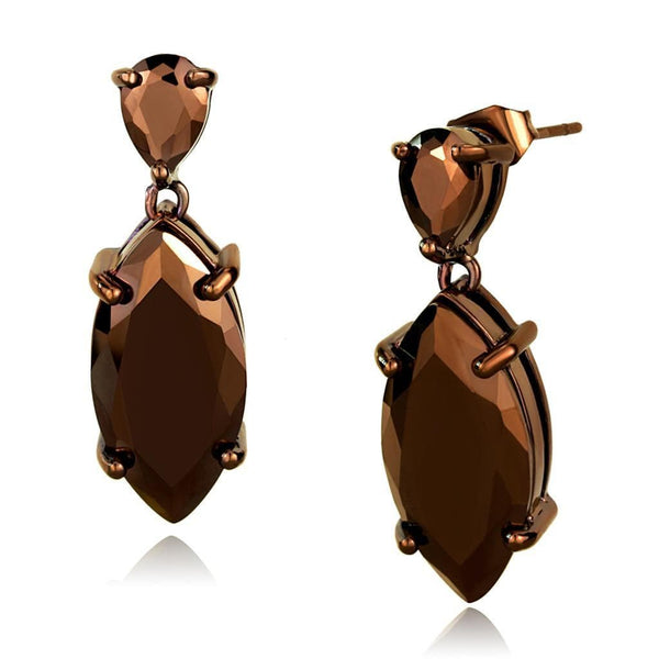 Silver Earrings Christmas Earrings 3W1123 Coffee light Brass Earrings with AAA Grade CZ Alamode Fashion Jewelry Outlet